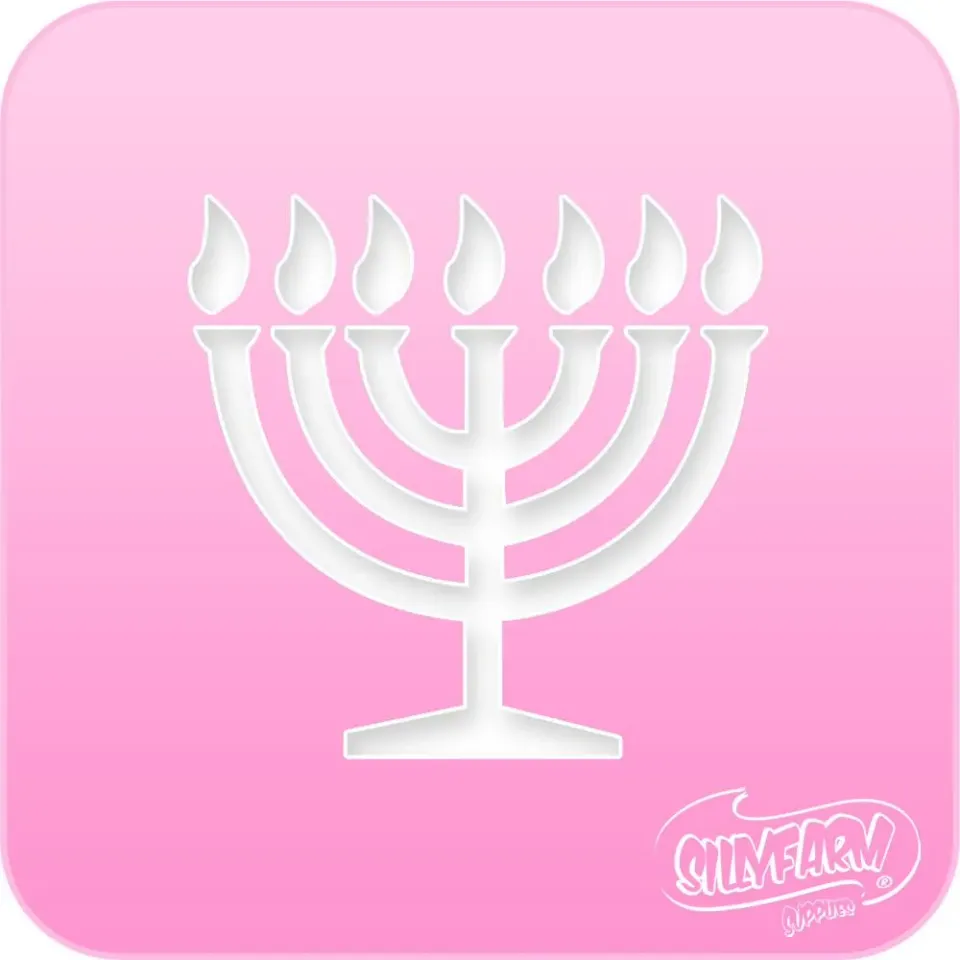FAB Menorah Pink Power pochoir visage Hanoucca rose