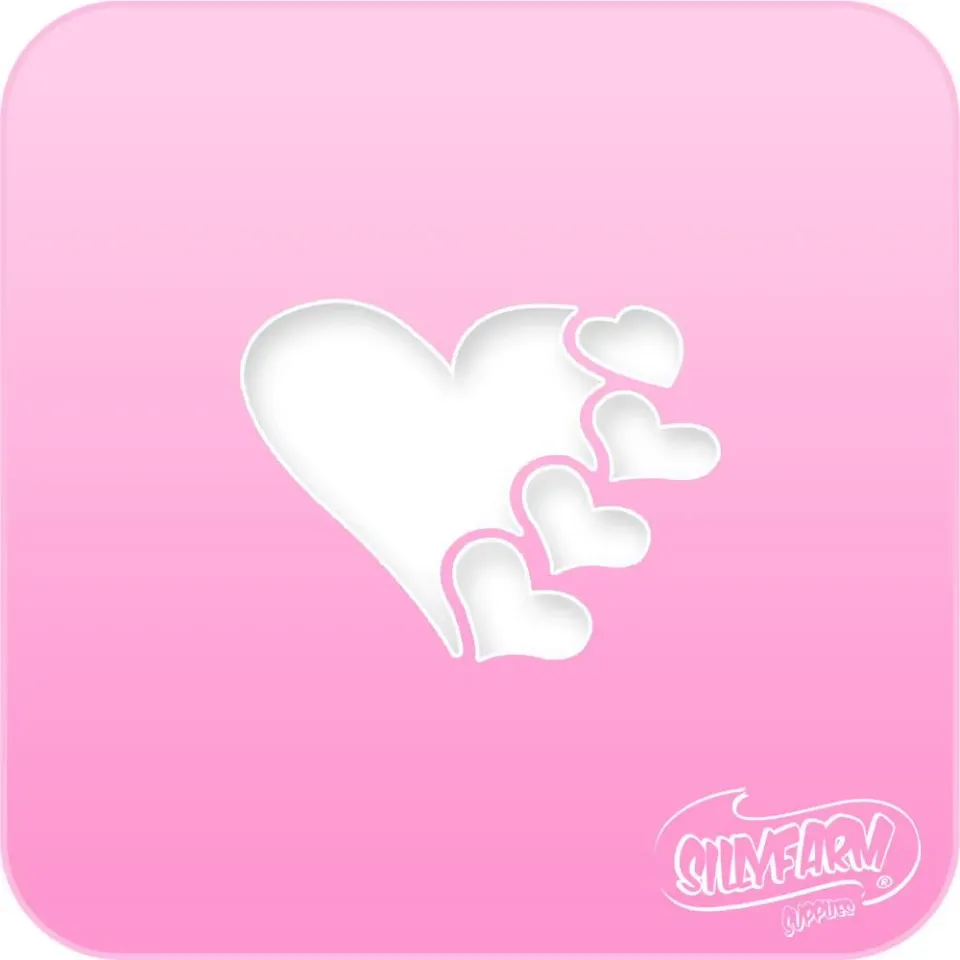 F.A.B. Hearts Pink Power Stencil pochoir maquillage cœurs réutilisable