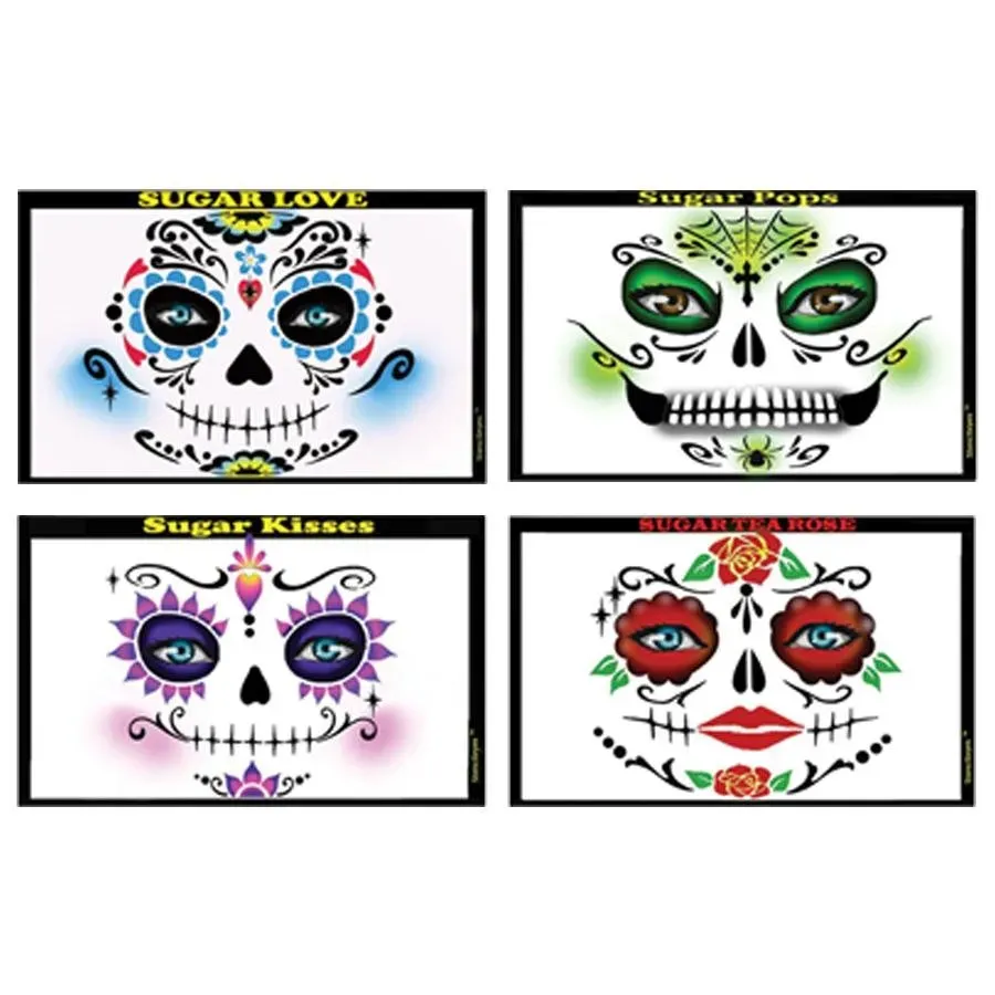 ProAiir StencilEyes Sugar Skulls set pochoirs visage adulte