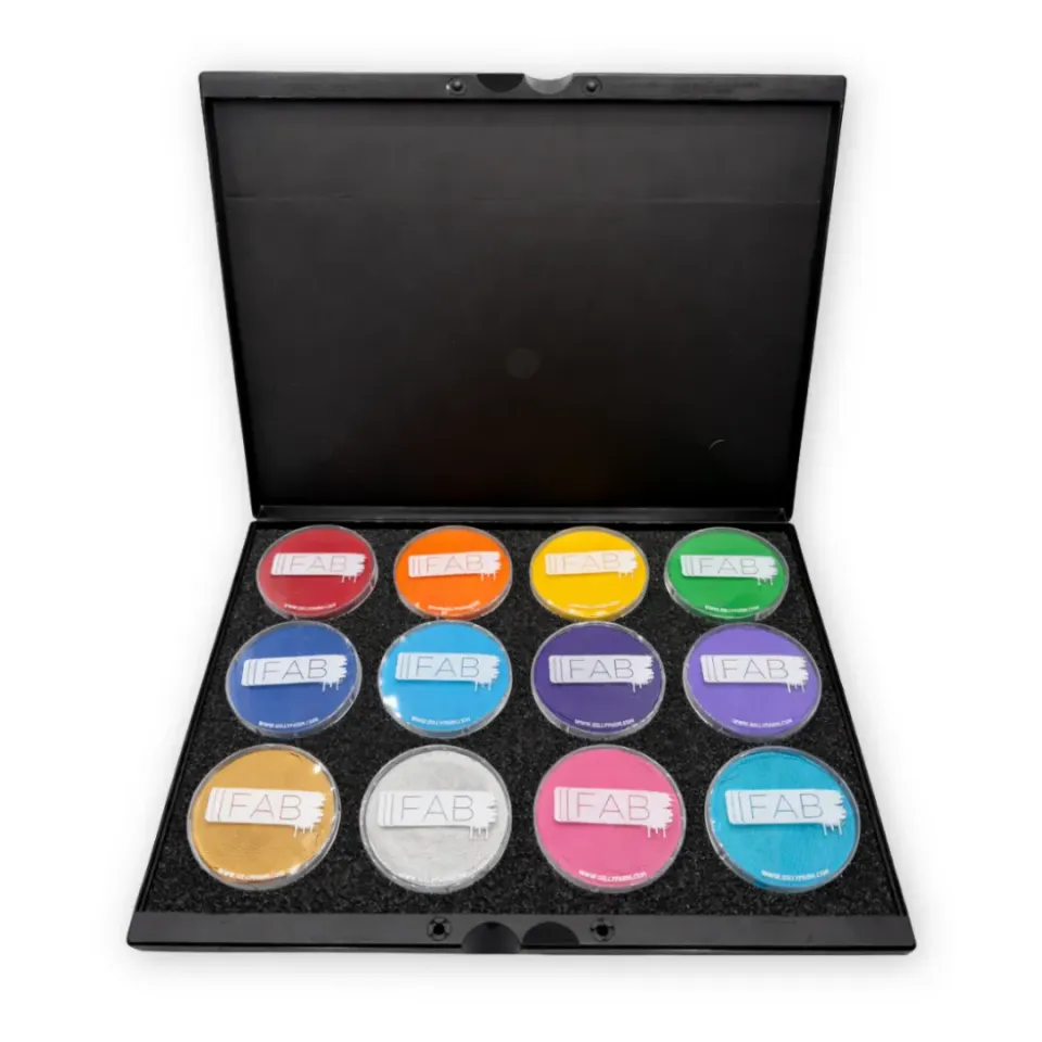 F.A.B. ROYGBV palette maquillage visage 12x45g pro arc-en-ciel