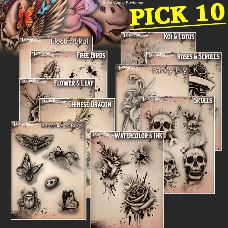 ProAiir TPS Pick 10 pochoirs tattoo temporaire lot 10